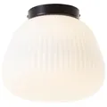 Produktbild: Lightbox Retro Deckenlampe mit Opalglas Lampen-Schirm | Ø 25 cm | dekorative Deckenleuchte | E27 Fassung | Wohnzimmer-Lampe aus Metall/geriffeltem Opal-Glas | in Matt Schwarz/Weiß