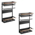 Produktbild: 2x Magnetisches Kühlschrankregal Waschmaschinenregal bis 12kg Mattschwarz