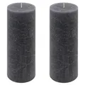 Produktbild: 2er Set Rustik-Kerze anthrazit Höhe 20 cm Ø 7,5 cm lange Brenndauer Rund-Kerze
