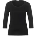 Produktbild: STREET ONE 3/4-Arm-Shirt – Einfarbiges Halbarmshirt mit verkürztem Arm schwarz 44 EU