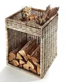 Produktbild: Kobolo Kaminholzregal für Kaminholz - mit Ablagefläche - Rattan grau - 50x50x70 cm