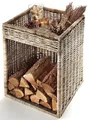 Produktbild: Kaminholzkorb Kaminholzregal Stapelhilfe mit Ablagefläche Rattan grau 50x50x70cm