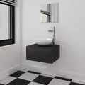 Produktbild: vidaXL 4-tlg. Badmöbel-Set mit Waschbecken und Wasserhahn Schwarz