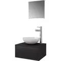 Produktbild: vidaXL 4-Tlg Badmöbel-Set mit Waschbecken und Wasserhahn Schwarz 273685