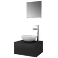 Produktbild: vidaXL 4-TLG. Badmöbel-Set Waschbecken Waschtisch Wasserhahn Spiegel Badezimmer