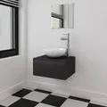 Produktbild: vidaXL 4-tlg. Badmöbel-Set mit Waschbecken und Wasserhahn Schwarz NEU