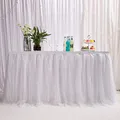 Produktbild: 14ft / 426cm Weiß Tischrock, romantische Tüll Schreibtisch Gaze, Tischdekoration, Schneeflocke Wonderland Tutu Tischdecke, für Babyparty,Hochzeit,Geburtstag,Party,Bar,Valentinstag Weihnachten