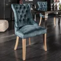 Produktbild: Eleganter Stuhl CASTLE petrol Samt Landhausstil mit Komfortgriff