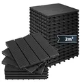 Produktbild: Montafox WPC Fliesen 30 x 30 cm 22 Stück / 2m² Anthrazit Terrassenfliesen Klicksystem Fliese Holzoptik Bodenbelag Klickfliesen Terrasse Balkon, Größe (Fläche):2 m² | 22 Fliesen, Farbe:Anthrazit