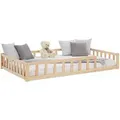 Produktbild: Homestyle4u Kinderbett Natur mit Rausfallschutz 120x200 cm Bodenbett Lattenrost 2839