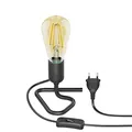 Produktbild: ledscom.de Tischlampe TRIN Lampen-Fassung schwarz Stecker Schalter + E27 LED Vintage gold max. 814lm extra-warmweiß 3-Stufen