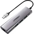 Produktbild: Ugreen Adapter Cm266 60812 60812 5W1 Usb-A 3.0 - Rj45 / 3X Usb-A 3.0 / Micro Usb - Szary - Grau