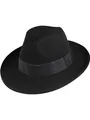 Produktbild: fiebig Fedora Wollfilzhut | Filzhut mit Ripsband Waterproof & Crushable (62-XXL, Schwarz)