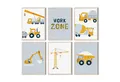 Produktbild: MeinBaby123® Poster Bagger, Bilder Kinderzimmer Deko, Baufahrzeuge, Kran, Baustelle, Babyzimmer, Wandbilder