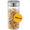 Produktbild: SILBERTHAL Vorratsglas 1300 ml, Vorratsdose mit Deckel, Glas, Edelstahl, (1-tlg), Luftdicht & Mottensicher weiß 1300 ml | Ø 10 cm x 23 cm