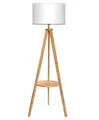 Produktbild: Tomons Stehlampe Wohnzimmer Stativ aus Holz, Stehleuchte mit Ablage, E27, Halogen