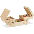 Produktbild: Nähkästchen Holz, 5 Fächer, Ausklappbar, Ohne Inhalt, Griffe, Natürliche Optik, Hbt: 12 X 26 X 15,5 Cm, Natur - Relaxdays