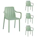 Produktbild: VORTIVO Gartenstühle 4er Set stapelbar - Hochwertige Outdoor-Stühle in Grün, wetterfest, UV-beständig, bis 200 kg – für Balkon, Terrasse & Esszimmer