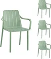 Produktbild: VORTIVO Stuhl Stapelstuhl – wetterfest, bis 200 kg, für Balkon, Terrasse & Esszimmer (4 St), Farbe: Grün