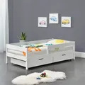 Produktbild: Kinderbett Borgarnes 90x200 cm mit Rausfallschutz und Schubladen Weiß [en.casa]