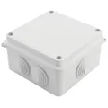 Produktbild: Lumonic Verteilerdose Aufputz IP65 Weiß | 100x100x70mm, 7 Kabeleinführungen | Deckel verschraubt | Hochwertiges PVC | Innenraum, Keller, Garage, Gartenbereich