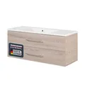 Produktbild: FACKELMANN Waschtischunterschrank inkl. Gussbecken B.CLEVER/Soft-Close-System/Maße (B x H x T): ca. 120 x 48,5 x 46 cm/Möbel fürs WC oder Badezimmer/Schrank: Braun hell/Becken: Weiß