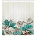 Produktbild: Abakuhaus Duschvorhang Moderner Digitaldruck mit 12 Haken auf Stoff Wasser Resistent Breite 175 cm, Höhe 200 cm, Türkis Retro Hibiscus Kunst beige 175 cm x 200 cm