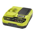 Produktbild: RYOBI 18 V ONE+ Akku-Schnellladegerät RC18180, 8,0 A Ladestrom lädt einen 4,0 Ah Akku in weniger als 30 Minuten, USB-C- und USB-A-Ladeanschlüsse zum bequemen Aufladen Anderer Geräte