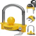 Produktbild: Anhängerschloss für gängige Anhängerkupplung einfache Montage Diebstahlschutz Diebstahl Anhängersicherung Sicherheitsschloss gelb - Monzana