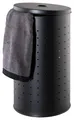 Produktbild: Wäschekorb mit Deckel und Luftlöchern - Edelstahl - Schwarz - 37 L - Ø 29 cm - 54 cm hoch - Wäschetonne Wäschesammler Wäschebox Wäschetruhe