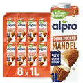 Produktbild: Alpro Mandeldrink Ohne Zucker – Quelle von Calcium und Vitaminen – Zuckerfrei, glutenfrei, fettarm, ohne Laktose, vegan und milchfrei – 8 x 1 L – Haltbar