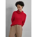 Produktbild: Rollkragenshirt STREET ONE, Damen, Gr. 46, rot (autumn rot), Stoff, 50% Viskose, 25% Polyester, 25% Polyamid, unifarben, normal normal, hoch geschlossener Ausschnitt, Bündchen, Shirts, mit Schalkragen