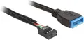 Produktbild: Delock Internes USB-Kabel 9-poliger, 19-polige USB 3.0-Stiftleiste, 30 cm, Schwarz (83281)