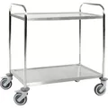 Produktbild: Kongamek Edelstahl- Tischwagen rostfrei mit 2 Böden 825x500mm mit Gummibereifung und Bremse