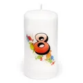 Produktbild: Garronda Geburtstagskerzen mit Motiv 8 Jahre 6x12cm und 24 Std. Brenndauer Geschenk für Mädchen & Jungen zum Kinder oder Erwachsener Geburtstag GD-0076