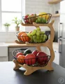 Produktbild: Wiedone Obstkorb 3 Etagen Metall Holz Fruit Basket Küchenregal