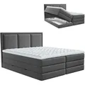 Produktbild: Boxspringbett - anthrazit - H3/H4 - Bettkasten - inklusive Topper - 200x200 cm