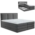 Produktbild: Boxspringbett - anthrazit - H3/H4 - Bettkasten - inklusive Topper - 200x200 cm
