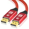 Produktbild: Reagle DisplayPort Kabel 1.4 1 5M, DP Kabel 8K 60Hz 4K 144Hz 2K 240Hz, 32,4 Gbit/s HBR3 HDR DSC HDCP 2.2, Display Port Kabel für Gaming Monitor PC Laptop Grafikkarte, Nylon Geflecht Rot