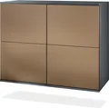 Produktbild: Vladon Kommode Rova V3, Moderner Küchenschrank mit 4 Push-to-Open Türen Anthrazit matt / Bronze Optik (92,5 x 73.5 x 35)