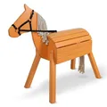 Produktbild: Pink Papaya Holzpferd für draußen, Reitpferd aus Holz für Kinder, Spielpferd XXL für den Garten, Outdoor Pferd mit Mähne und Schweif