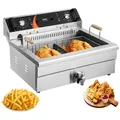 Produktbild: VEVOR kommerzielle Fritteuse, 2250 W elektrische Fritteuse mit Korb, Großes Fassungsvermögen 20 L Countertop Oil Fryer, Edelstahl, Temperaturregelung, für Küche Restaurant Verwendung, Silber