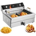 Produktbild: Vevor - Kommerzielle Fritteuse, 2250 W Elektrische Fritteuse Mit Korb, Großes Fassungsvermögen 20 L Countertop Oil Fryer, Edelstahl, Temperaturregelung, Für Küche Restaurant Verwendung, Silber