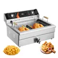 Produktbild: VEVOR kommerzielle Fritteuse, 2250 W elektrische Fritteuse mit Korb, Großes Fassungsvermögen 20 L Countertop Oil Fryer, Edelstahl, Temperaturregelung, für Küche Restaurant Verwendung, Silber