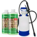 Produktbild: ABACUS® Steinreiniger Set, selbsttätiger Algenentferner & Flechtenentferner, 40% Wirkstoff, gegen Flechten & Algen auf Pflastersteinen – Steinreiniger 2x 1000 ml inkl. Drucksprüher (7817.2)