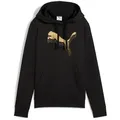 Produktbild: PUMA Kapuzensweatshirt ESS METALLIC HOODIE FL mit Logodruck, aus Fleece-Material, mit Kängurutasche schwarz S (36)