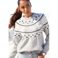 Produktbild: LASCANA Norwegerpullover aus weichem Strick, Weihnachtspullover, Strickpullover mit Wintermotiv grau 32/34