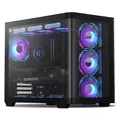 Produktbild: darkFlash ATX Mid-Tower Gaming-PC-Gehäuse, 4 ARGB-Lüfter Computergehäuse, Vollsicht-Glasfront Zwei Kammern PC-Gehäuse, Typ-C, Zwei 360-mm-AIO, Schwarz (DPW90) (ATX-Rücksteck-Plug-in, Schwarz)
