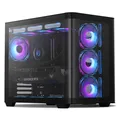 Produktbild: ATX MidTower GamingPCGehäuse, 4 ARGBLüfter Computergehäuse, VollsichtGlasfron...