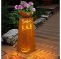 Produktbild: Haushalt International Gartenleuchte, LED-Leuchtmittel fest verbaut, Warmweiß, LED Dekosäule mit Pflanzschale Metall Rost Weihnachtsdeko Akku H 59 cm